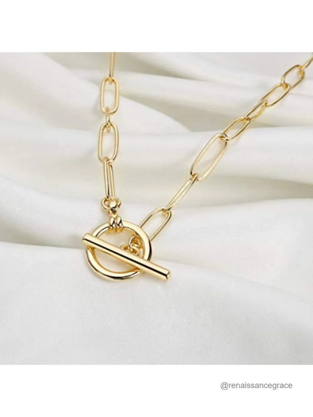 14K-Gold-Plated Layered Paperclip Chain Necklace with Evil Eye Medallion Coin